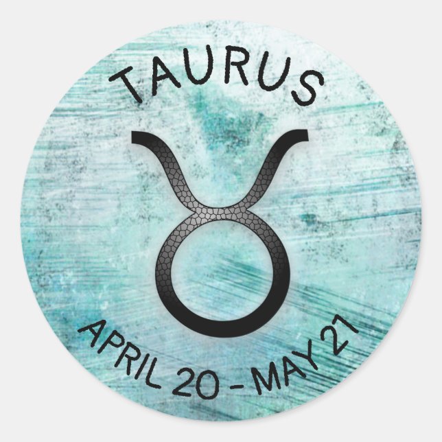 Pegatina Redonda Horoscopio Rótulo Taurus Zodiac Astrología (Anverso)