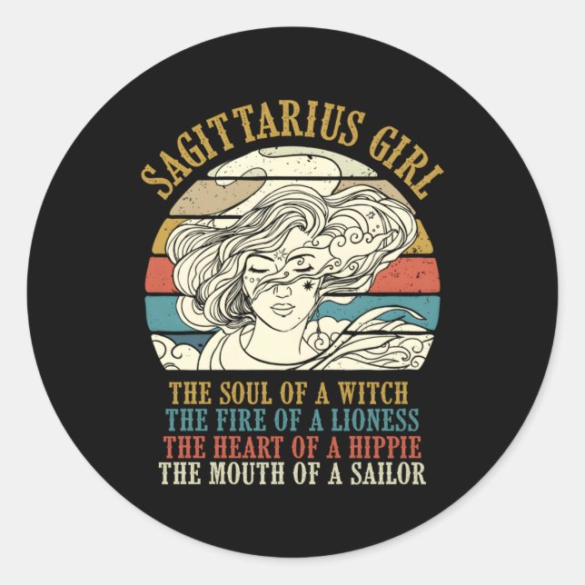 Pegatina Redonda Horóscopo de Rótulo Sagittarius Zodiac (Anverso)