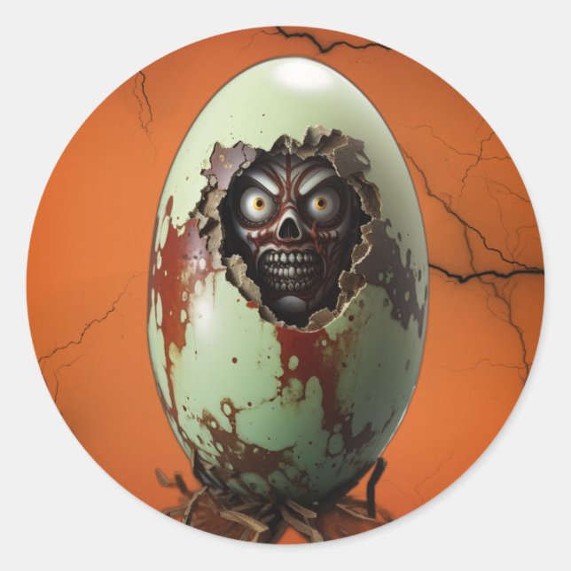 Pegatina Redonda Horrible Hatchling (Anverso)