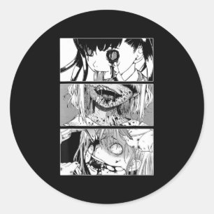 Pegatina Redonda Horror Anime Girl Japanese Aesthetic Anime Otaku 