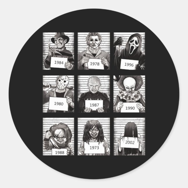 Pegatina Redonda Horror de las espeluznantes leyendas de Halloween (Anverso)