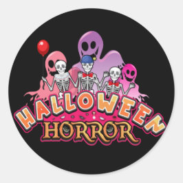 Pegatina Redonda Horror de los payasos aterradores de Halloween