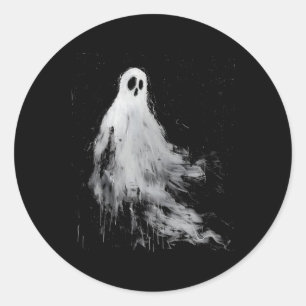 Pegatina Redonda Horror fantasma espeluznante Tristeza Halloween Gr