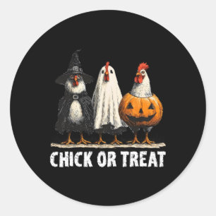 Pegatina Redonda Horror Gracioso Chick O Trate A Los Pollos Fantasm