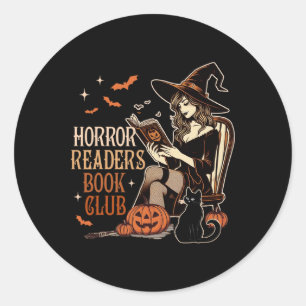 Pegatina Redonda Horror leer vibraciones espeluznantes libros de le