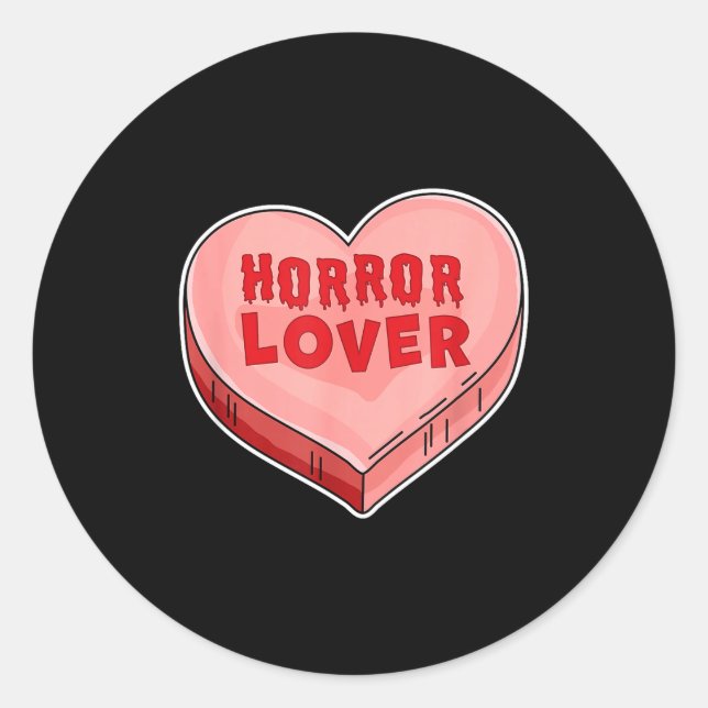 Pegatina Redonda Horror Lover Candy Heart Valentines Day Halloween  (Anverso)