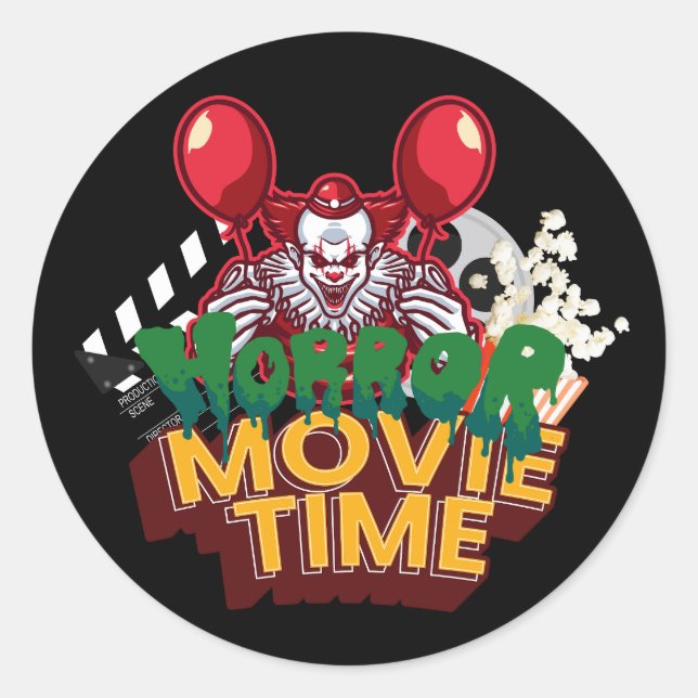 Pegatina Redonda Horror Movie Time Clown Sticker (Anverso)