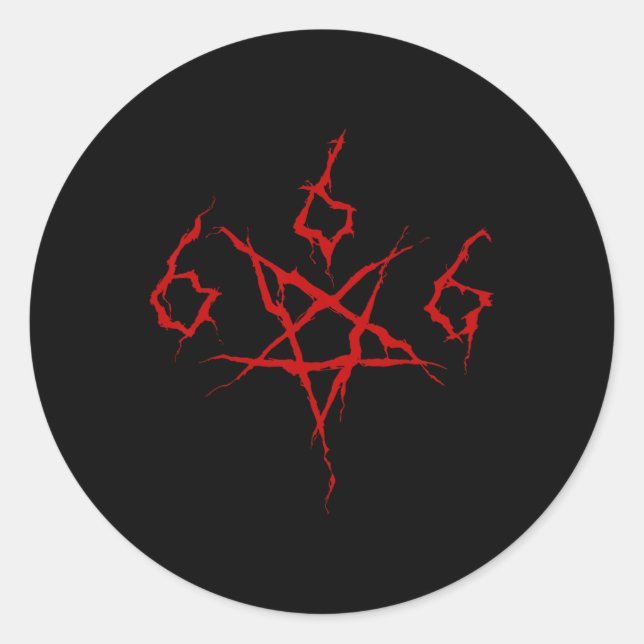 Pegatina Redonda Horror oculto del diablo Satanic 666 Pentagram Ha (Anverso)