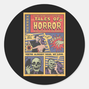 Pegatina Redonda Horror Viintage Retro Halloween Spooky S