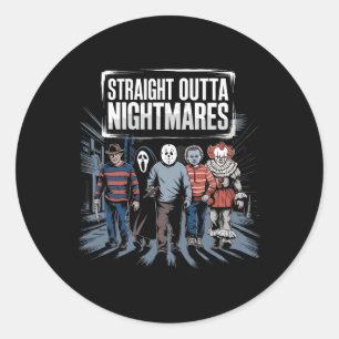 Pegatina Redonda Horror vintage Halloween Scary Straight Outta Scar