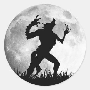 Pegatina Redonda Horror Werewolf Full Moon Transformation - Guay