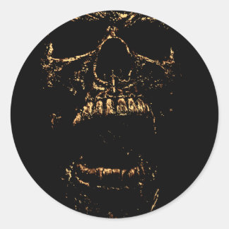 Pegatina Redonda Horrorthing Golden Skull