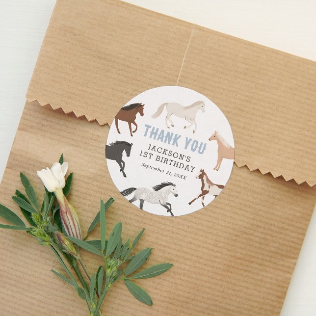 Pegatina Redonda Horse Cowboy Cumpleaños Ecuestre (Subido por el creador)