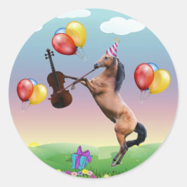 Pegatina Redonda Horse Playing the Violin Stickers