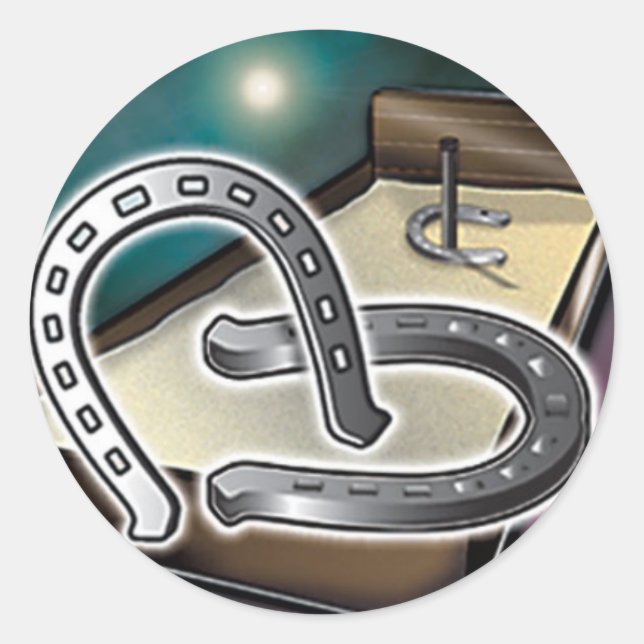 Pegatina Redonda Horse Shoes an Pit (Anverso)