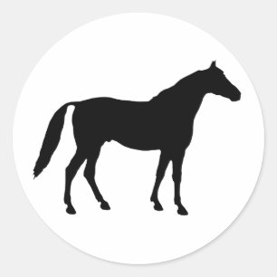 Pegatina Redonda Horse Silhouette