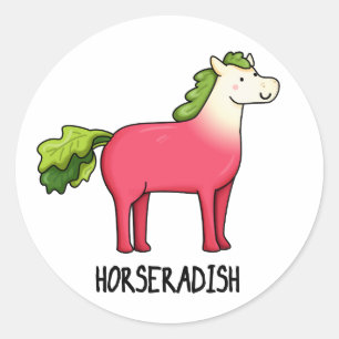 Pegatina Redonda Horseradish Funny Horse Pun