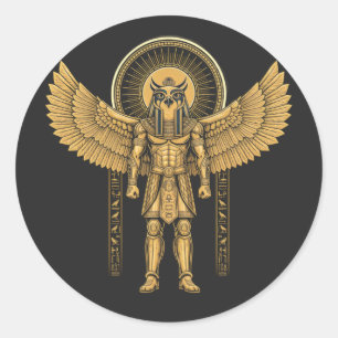 Pegatina Redonda Horus con Disco Solar