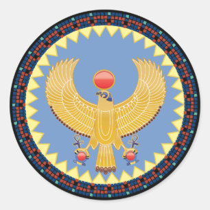 Pegatina Redonda Horus, el Dios de los Reyes en el Antiguo Egipto P