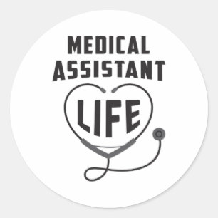 Pegatina Redonda Hospital de Medicina de Auxiliar Médico Médica de