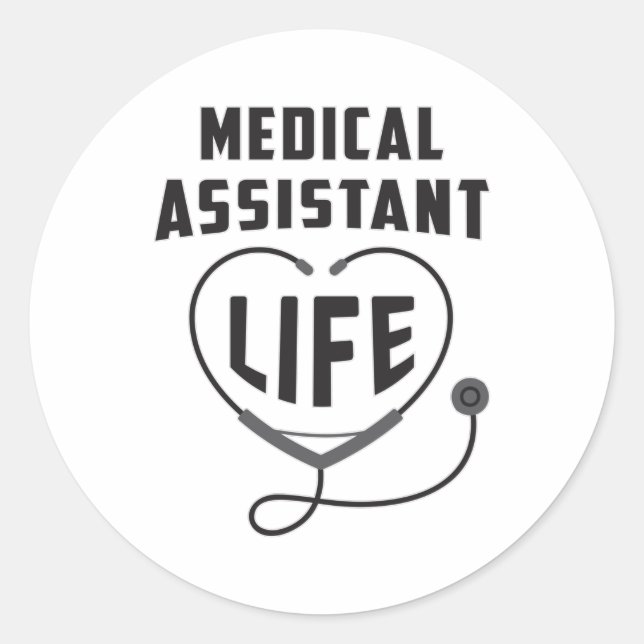 Pegatina Redonda Hospital de Medicina de Auxiliar Médico Médica de  (Anverso)