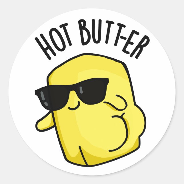 Pegatina Redonda Hot Butter Funny Food Pun (Anverso)