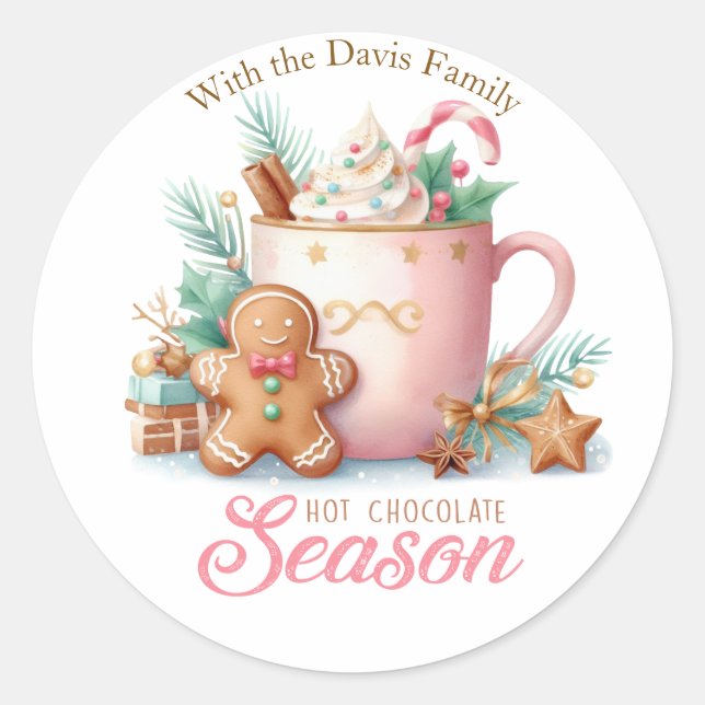 Pegatina Redonda Hot Chocolate Christmas Season Sticker (Anverso)
