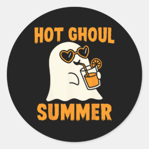 Pegatina Redonda Hot Ghoul Summer Cute Funny Ghost Halloween