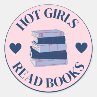 Pegatina Redonda Hot Girls Read Books Sticker, Hot Girls, Books