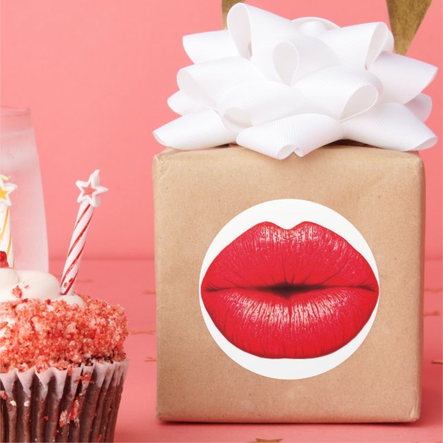 Pegatina Redonda Hot lips kiss stickers (Fiesta)