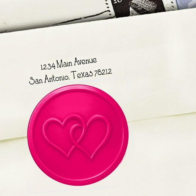 Pegatina Redonda Hot Pink Two Hearts Intertwined Wedding (Subido por el creador)