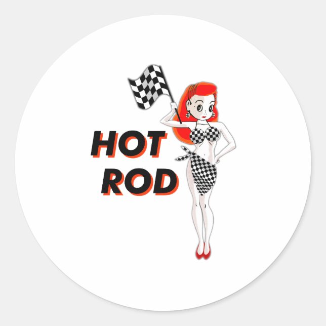 Pegatina Redonda Hot Rod (Anverso)