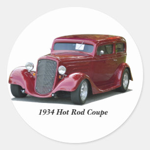 Pegatina Redonda Hot Rod de Coupe personalizado de 1934