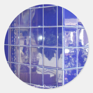 Pegatina Redonda Hot Springs, AR BlueTile Reflection Gifts Apparel