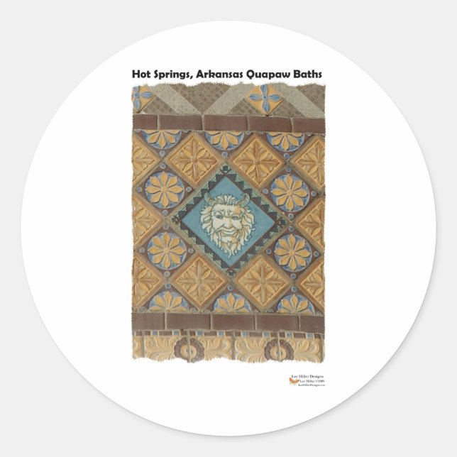 Pegatina Redonda Hot Springs, AR Quapaw Dome Tiles Regalos (Anverso)