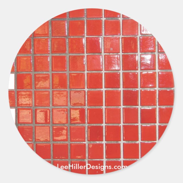 Pegatina Redonda Hot Springs, AR Red Tiles Central Ave Regalos (Anverso)