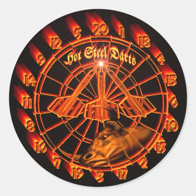 Pegatina Redonda Hot Steel Darts Dartscheibe Darts Glut (Anverso)
