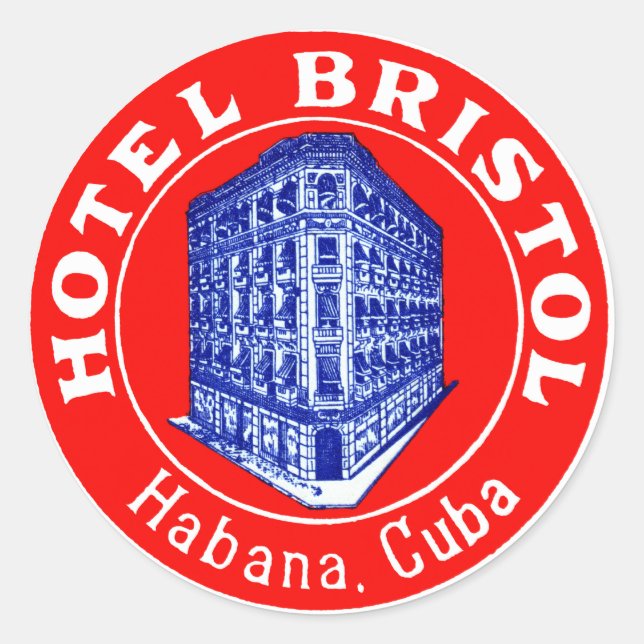 Pegatina Redonda Hotel Bristol Cuba 1930 (Anverso)