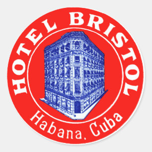Pegatina Redonda Hotel Bristol Cuba 1930
