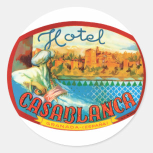 Pegatina Redonda Hotel Casablanca