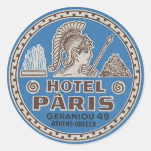 Pegatina Redonda Hotel de Viaje de París
