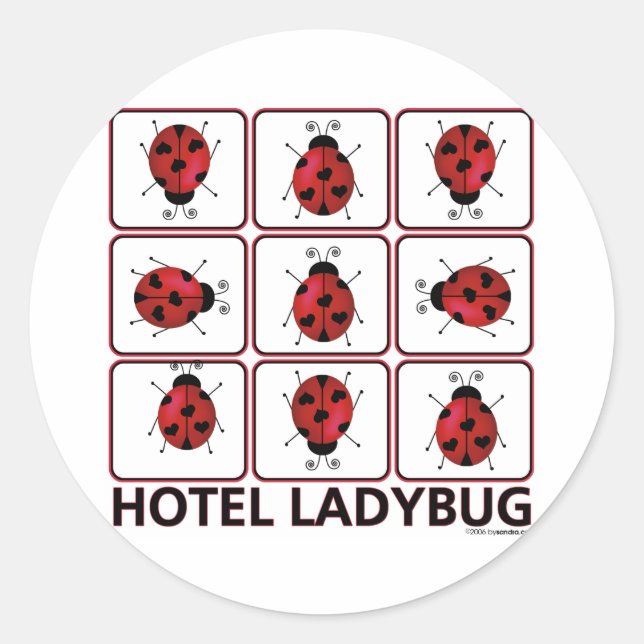 Pegatina Redonda Hotel Ladybug (Anverso)