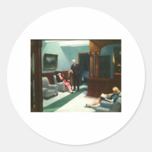 Pegatina Redonda Hotel Lobby - Edward Hopper