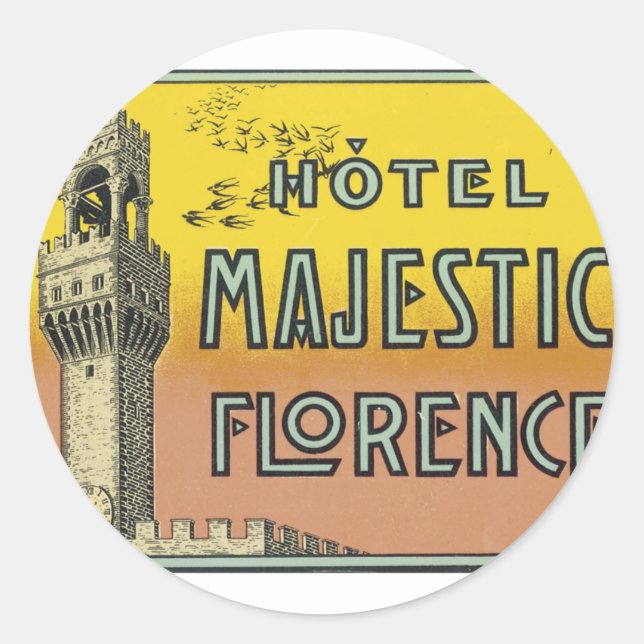 Pegatina Redonda Hotel Majestic Florencia (Anverso)