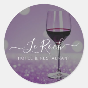 PEGATINA REDONDA HOTEL & RESTAURANT BAR CAFE WINE