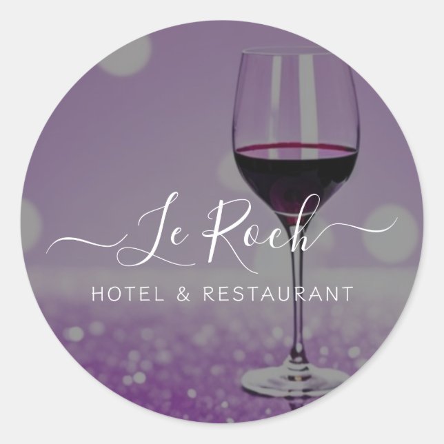 PEGATINA REDONDA HOTEL & RESTAURANT BAR CAFE WINE (Anverso)