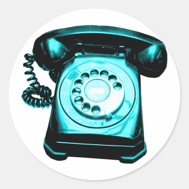 Pegatina Redonda Hotline Cyan (Anverso)