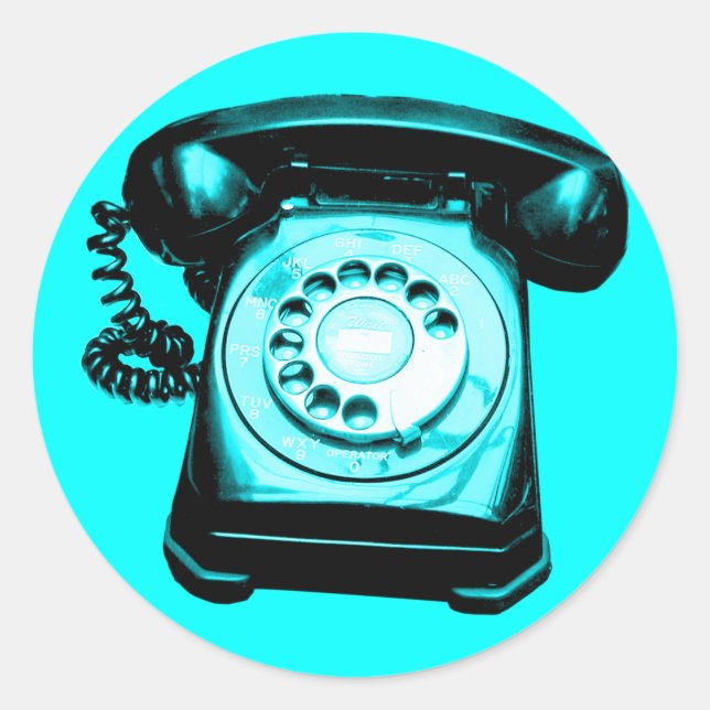 Pegatina Redonda Hotline Cyan (Anverso)
