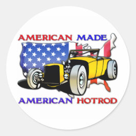 Pegatina Redonda Hotrod 1 americano