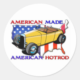 Pegatina Redonda Hotrod norteamericano